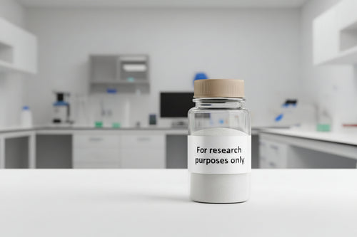 Two glass vials with labels on a white background